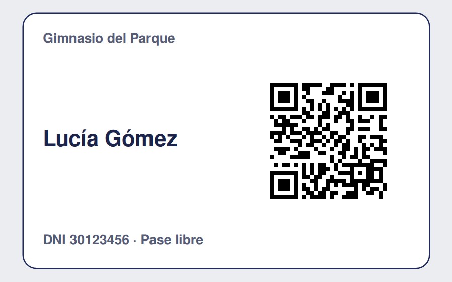 Carnet con QR de un socio